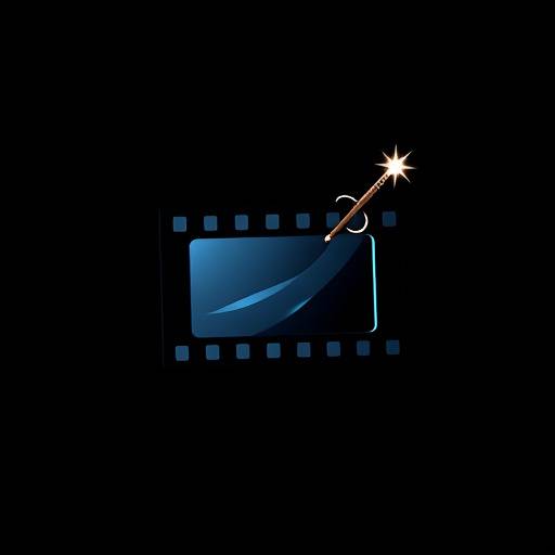 Videozauber Schweiz Logo, ein stilisierter Filmstreifen mit einem Zauberstab